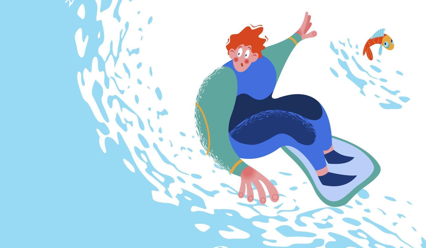 Surfer on wave. Extreme sport. Vector illustration.