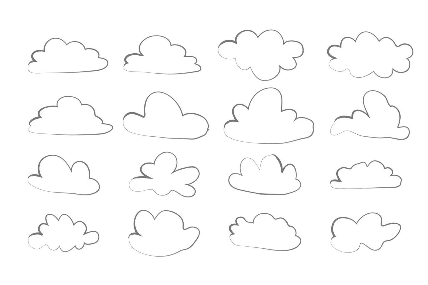 cloud set in hand drawn doodle sketch style vector