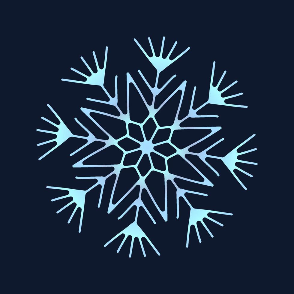 lindo copo de nieve, diseño navideño festivo de símbolo único de invierno vector