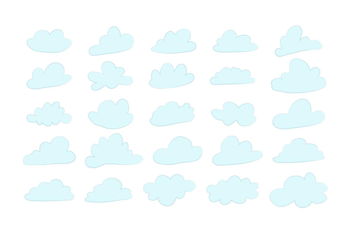 hand drawn cloud set in cartoon naive style vector