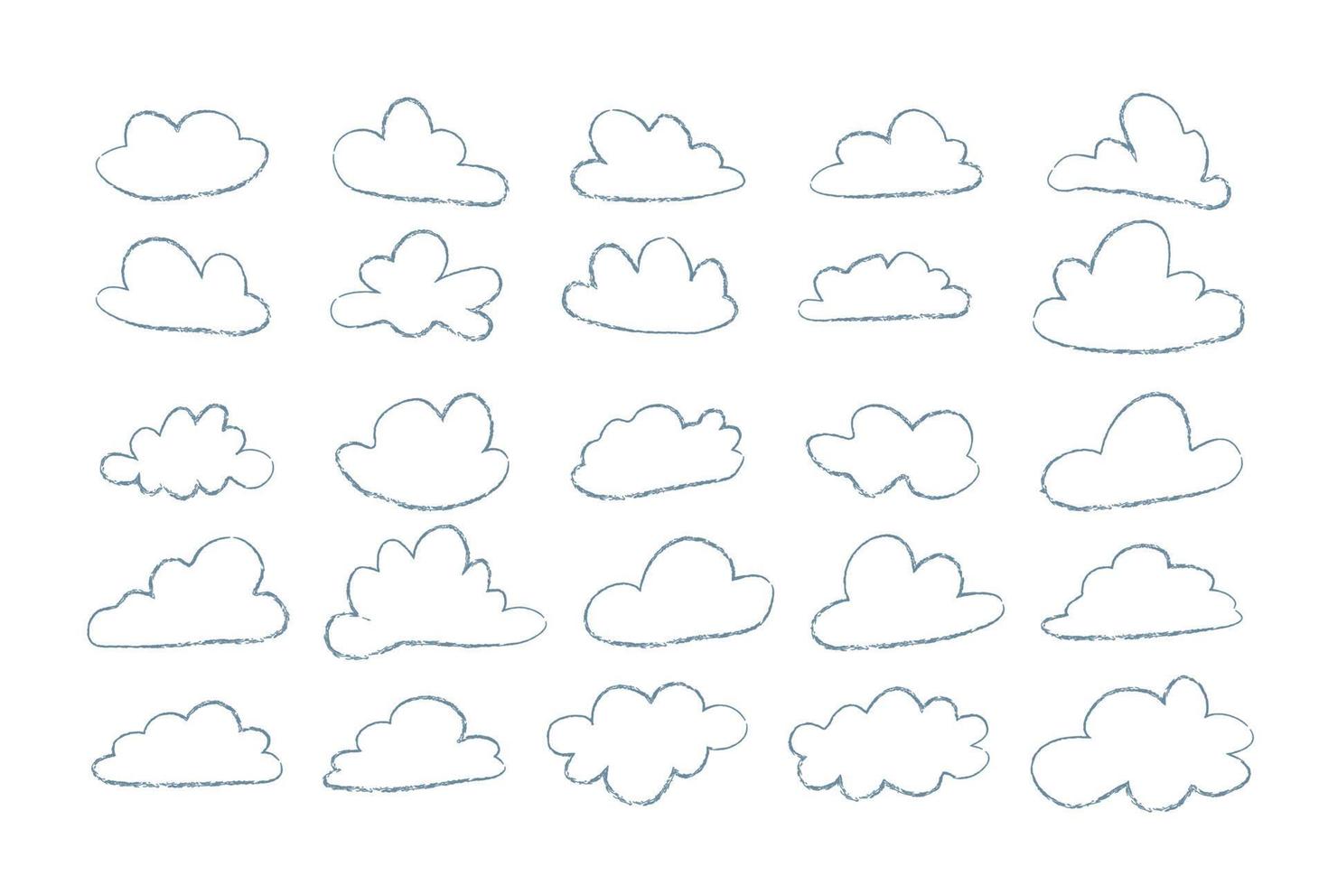 cloud set in hand drawn doodle sketch style vector