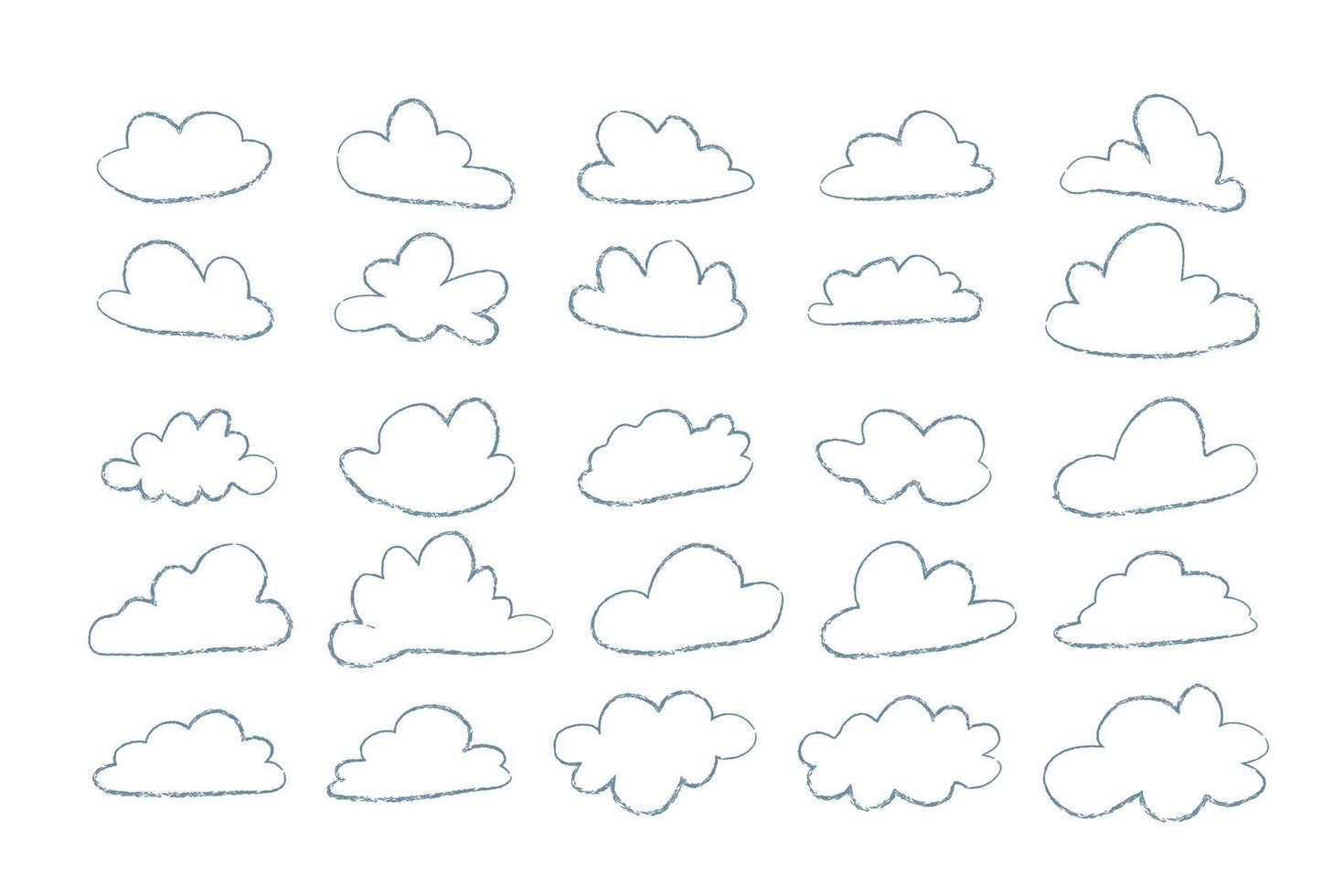 cloud set in hand drawn doodle sketch style vector