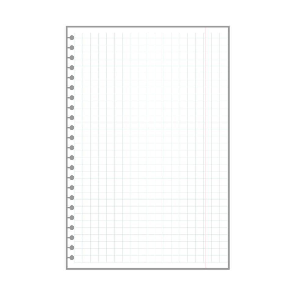 blank checkered plaid sheet, notepad page with ring holes vector