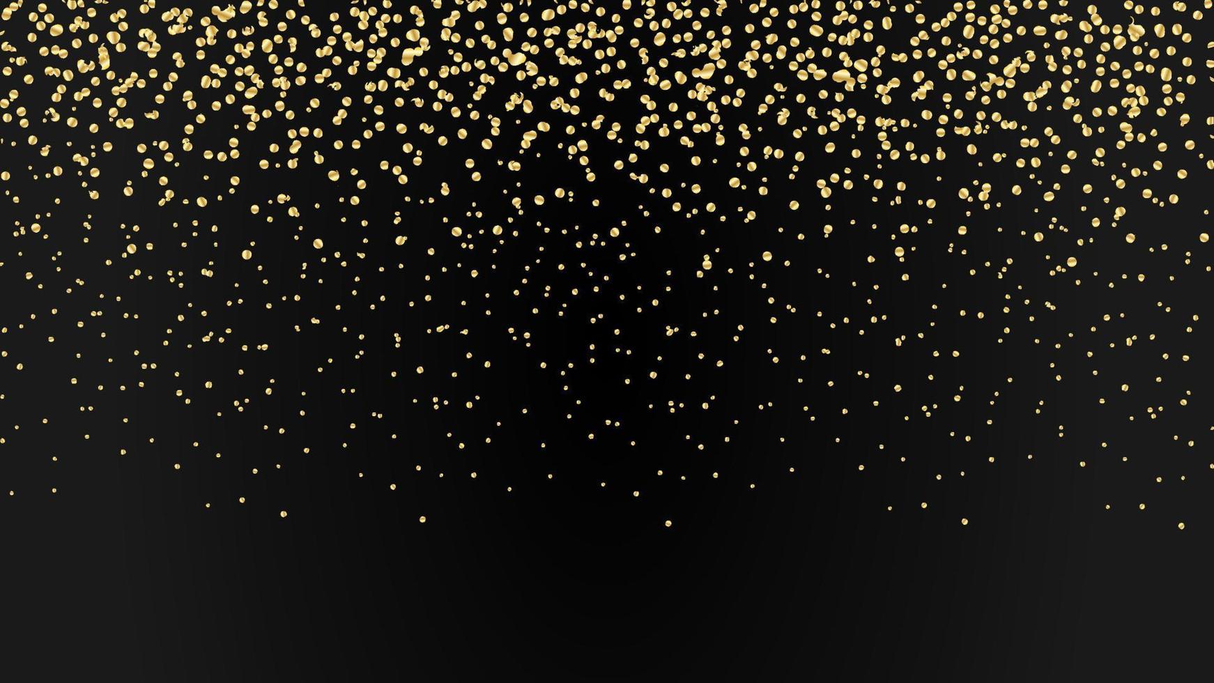 marco festivo con brillo dorado iridiscente que cae, copie el espacio para el texto vector