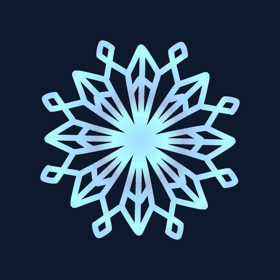 lindo copo de nieve, diseño navideño festivo de símbolo único de invierno vector