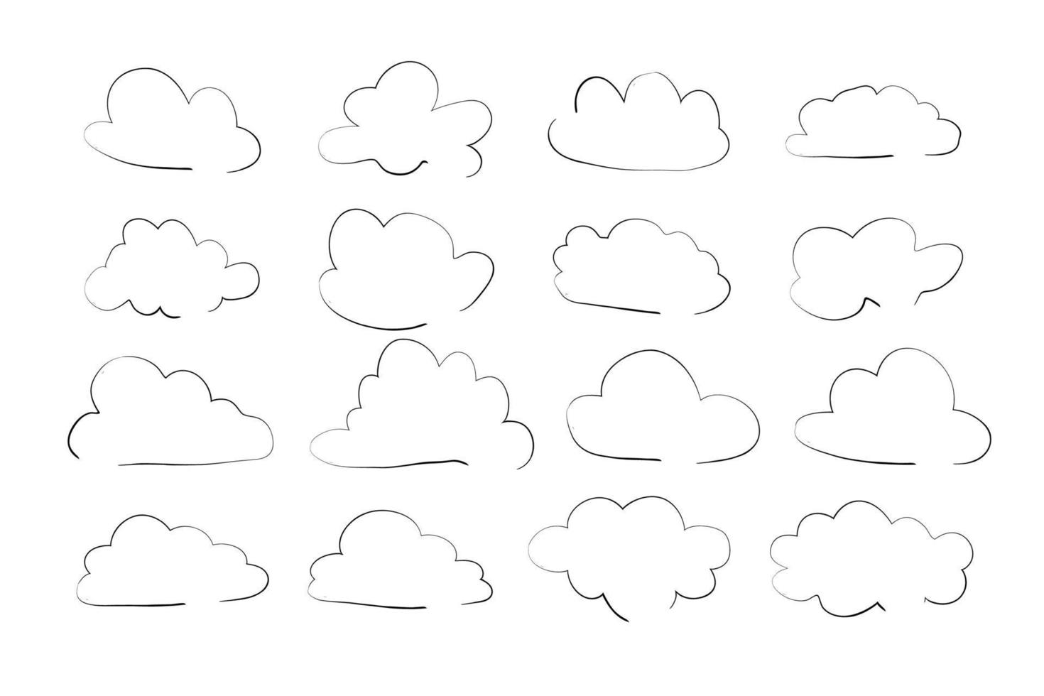 cloud set in hand drawn doodle sketch style vector