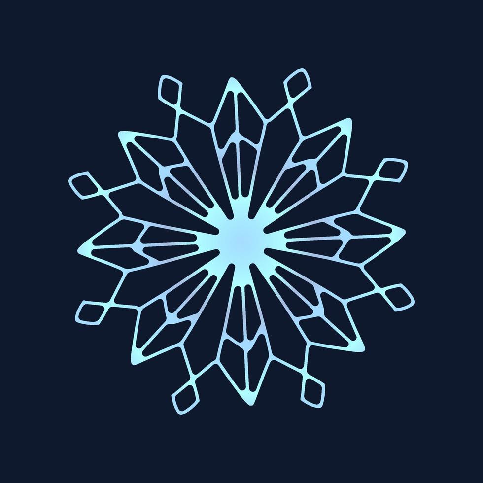 lindo copo de nieve, diseño navideño festivo de símbolo único de invierno vector