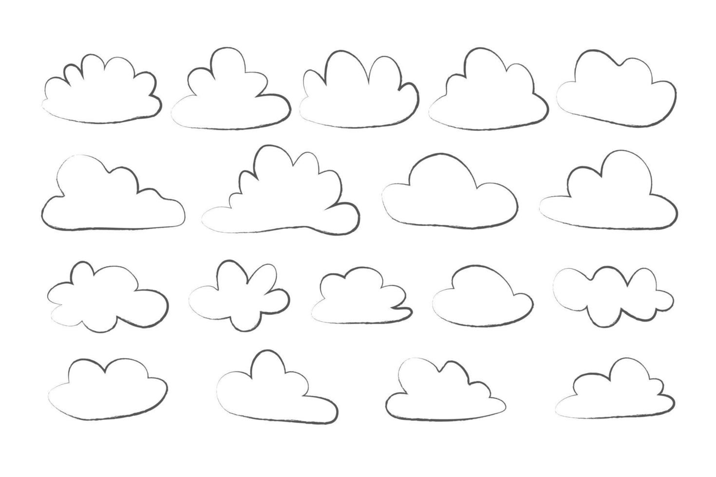 cloud set in hand drawn doodle sketch style vector