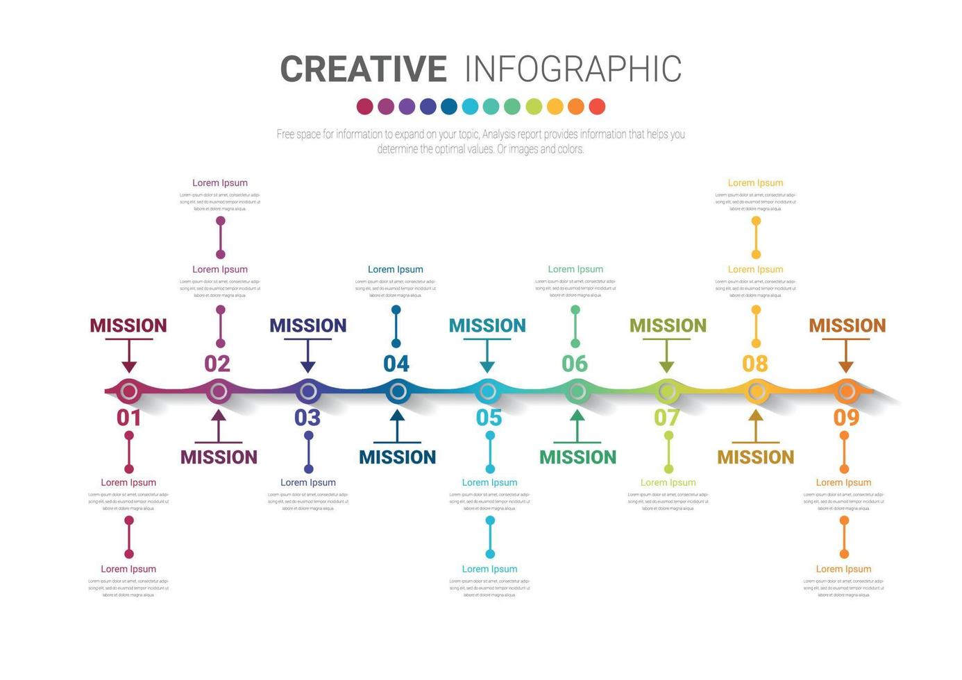 Elementos de diseño infográfico con 9 opciones. vector