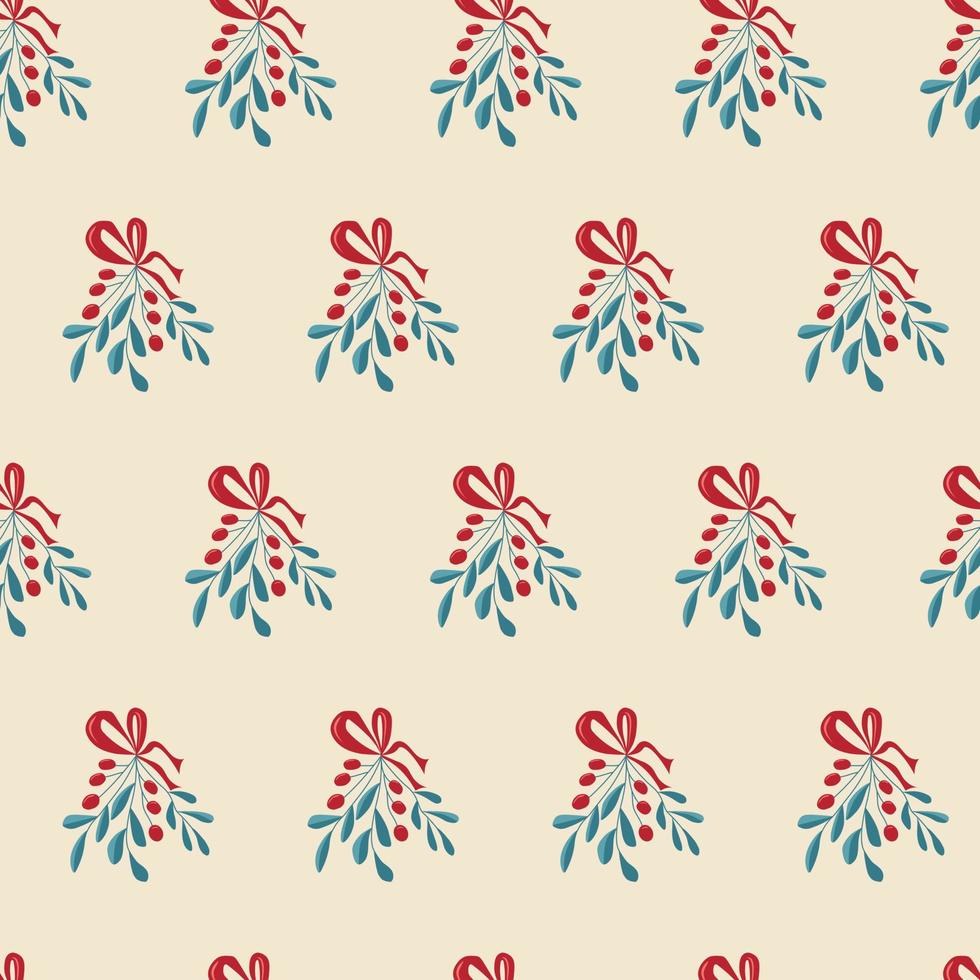 Seamless festive pattern of mistletoe branches vector