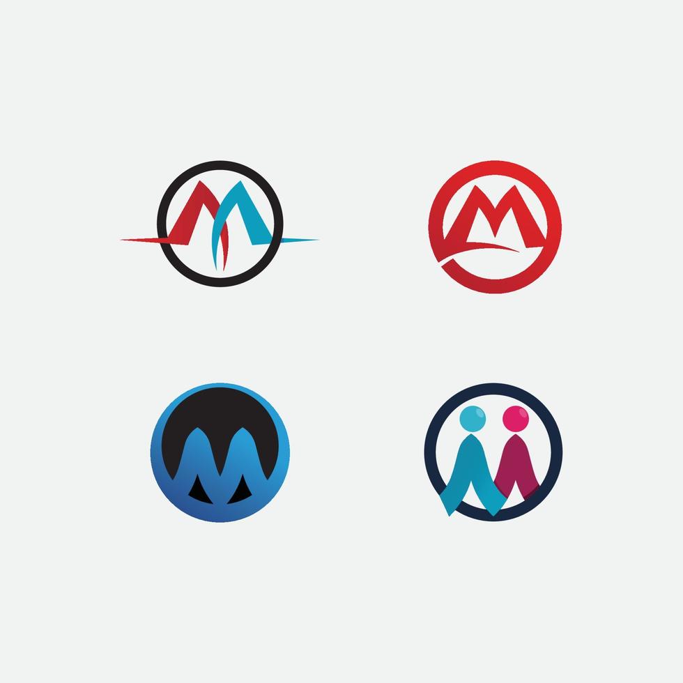 M Letter Logo Template vector set design M font