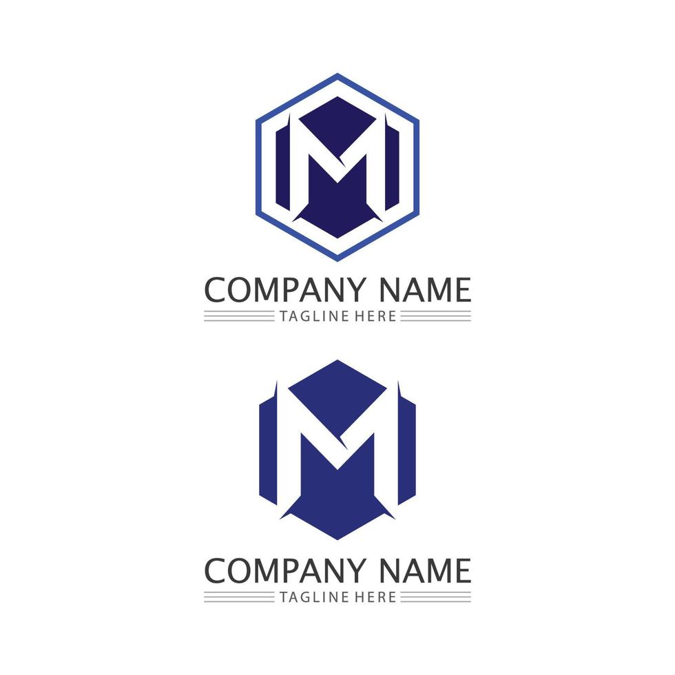 M Letter and font Logo vector design Template