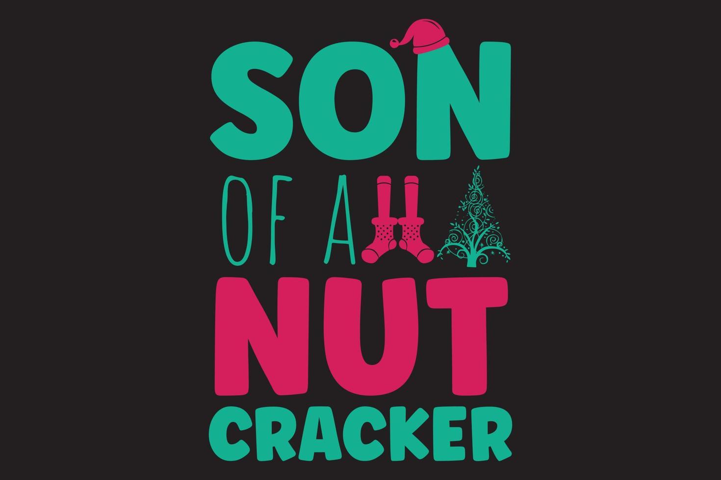 hijo de un diseño de camiseta navideña de galleta de nueces. vector
