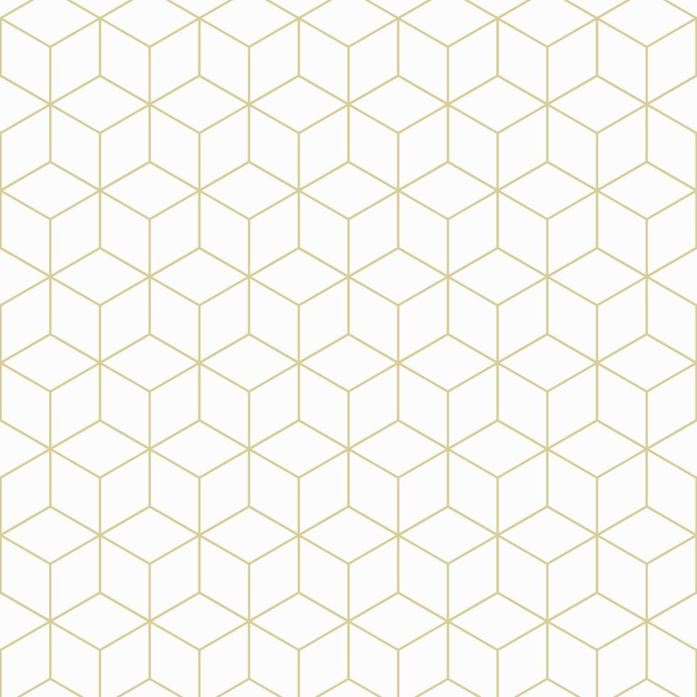 Cubo geométrico de patrones sin fisuras fondo blanco y dorado suave concepto minimalista listo para su plantilla de diseño vector
