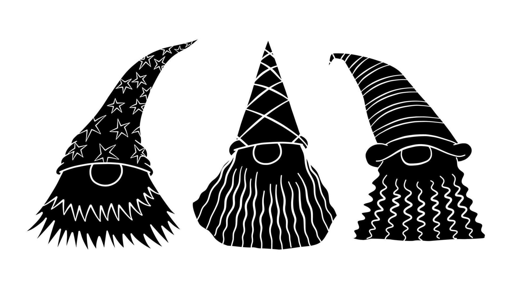 Bearded Garden Gnome Silhouettes vector
