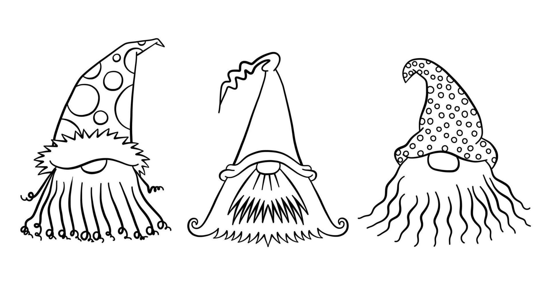 Garden Gnome Funny Doodle Characters vector