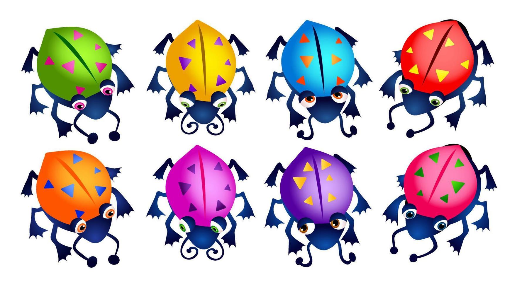 Colorful Ladybug Beetle Set vector