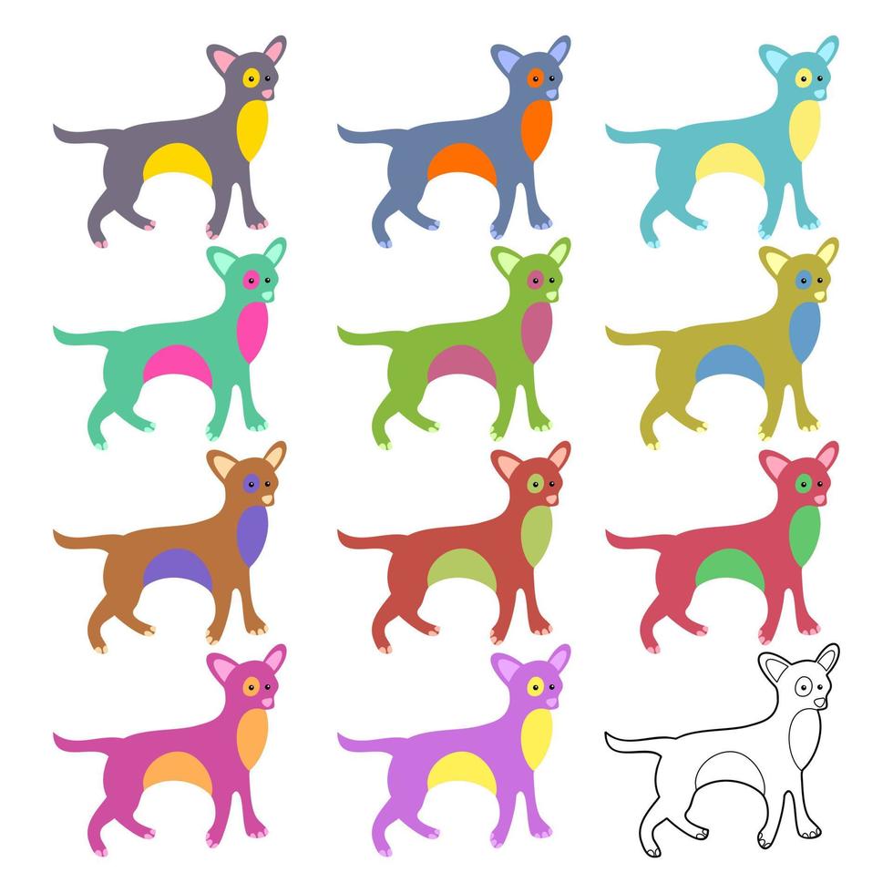 colorido conjunto de perros de juguete chihuahua vector