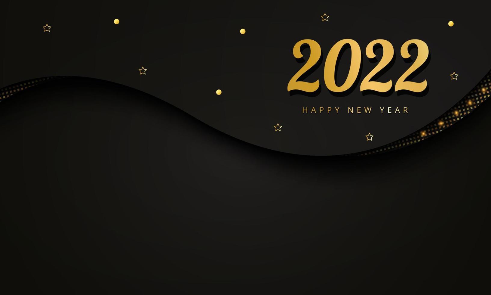 Feliz año nuevo fondo, fondo de oro 2022 con elemento dorado y brillo, concepto de fondo de lujo. Adecuado para varios diseños de fondo, plantillas, pancartas, carteles, presentaciones, etc. vector