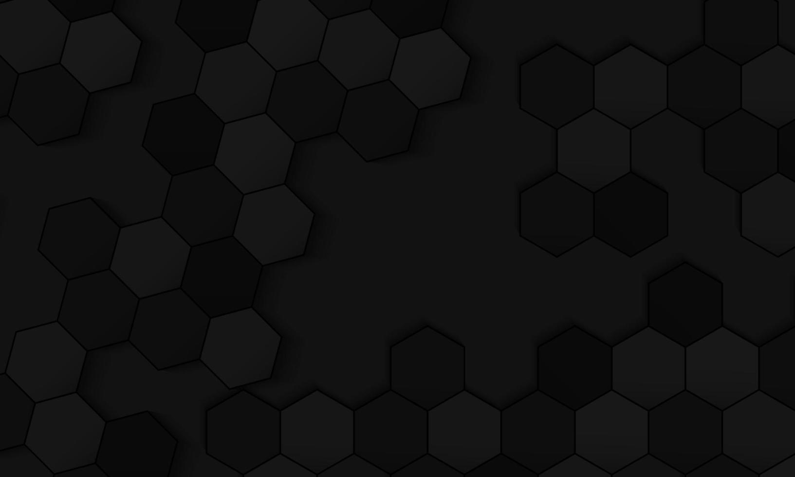 Fondo negro abstracto con forma hexagonal y sombra profunda y textura, concepto de fondo de lujo. Adecuado para varios diseños de fondo, plantillas, pancartas, carteles, presentaciones, etc. vector