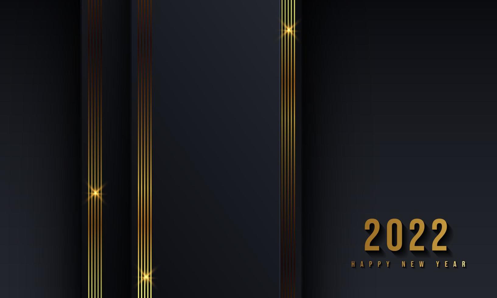 Happy new 2022 year Elegant gold background gold line, deep shadow and light. Minimalistic text template vector