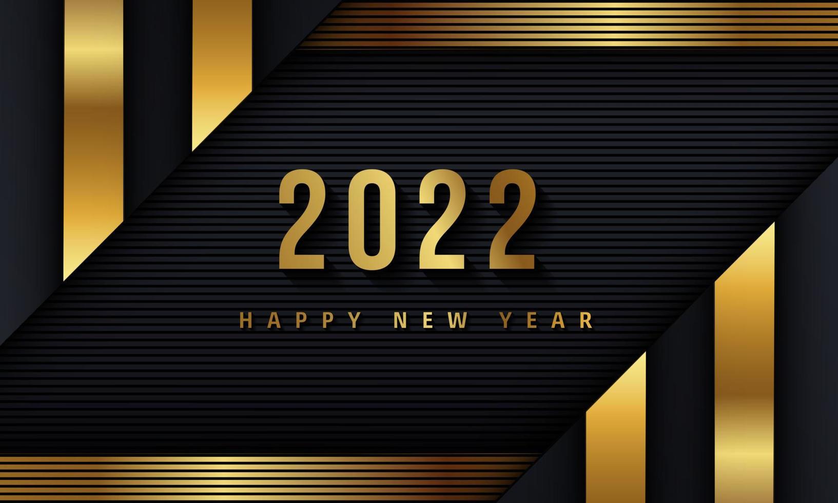 Happy new 2022 year Elegant gold background gold line, deep shadow and light. Minimalistic text template vector