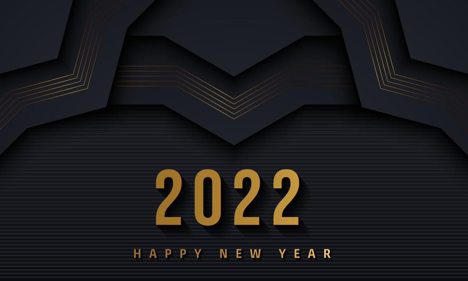 Happy new 2022 year Elegant gold background gold line, deep shadow and light. Minimalistic text template vector