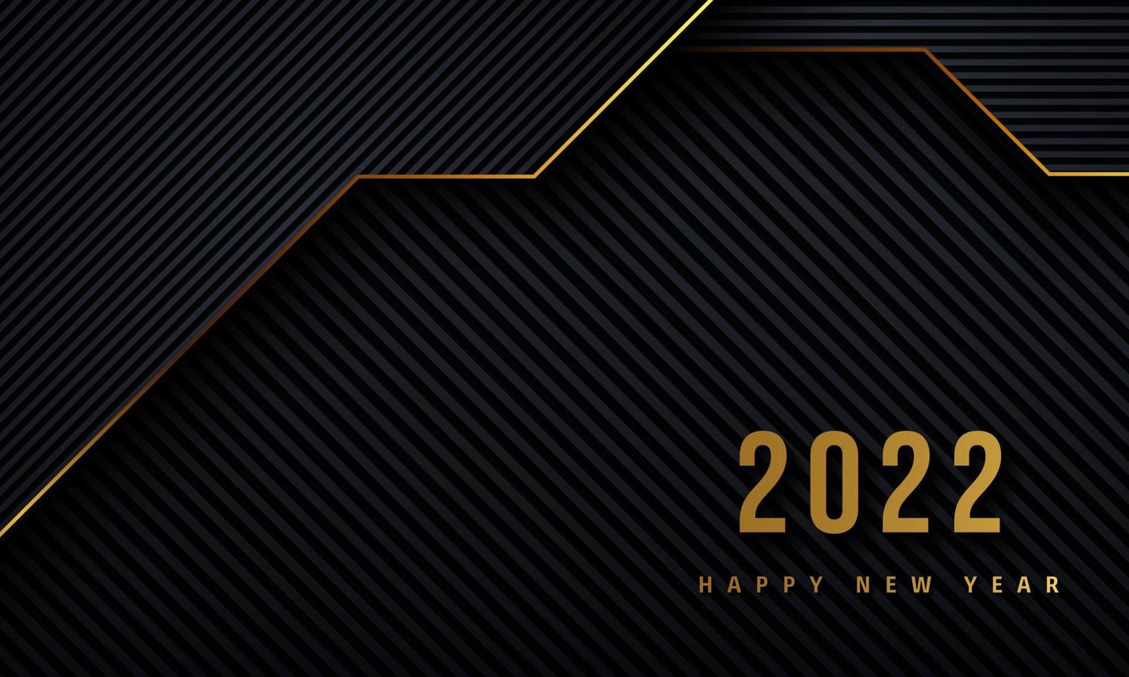 Happy new 2022 year Elegant gold background gold line, deep shadow and light. Minimalistic text template vector
