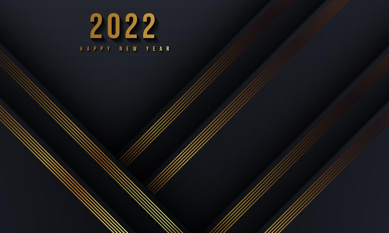 Happy new 2022 year Elegant gold background gold line, deep shadow and light. Minimalistic text template vector