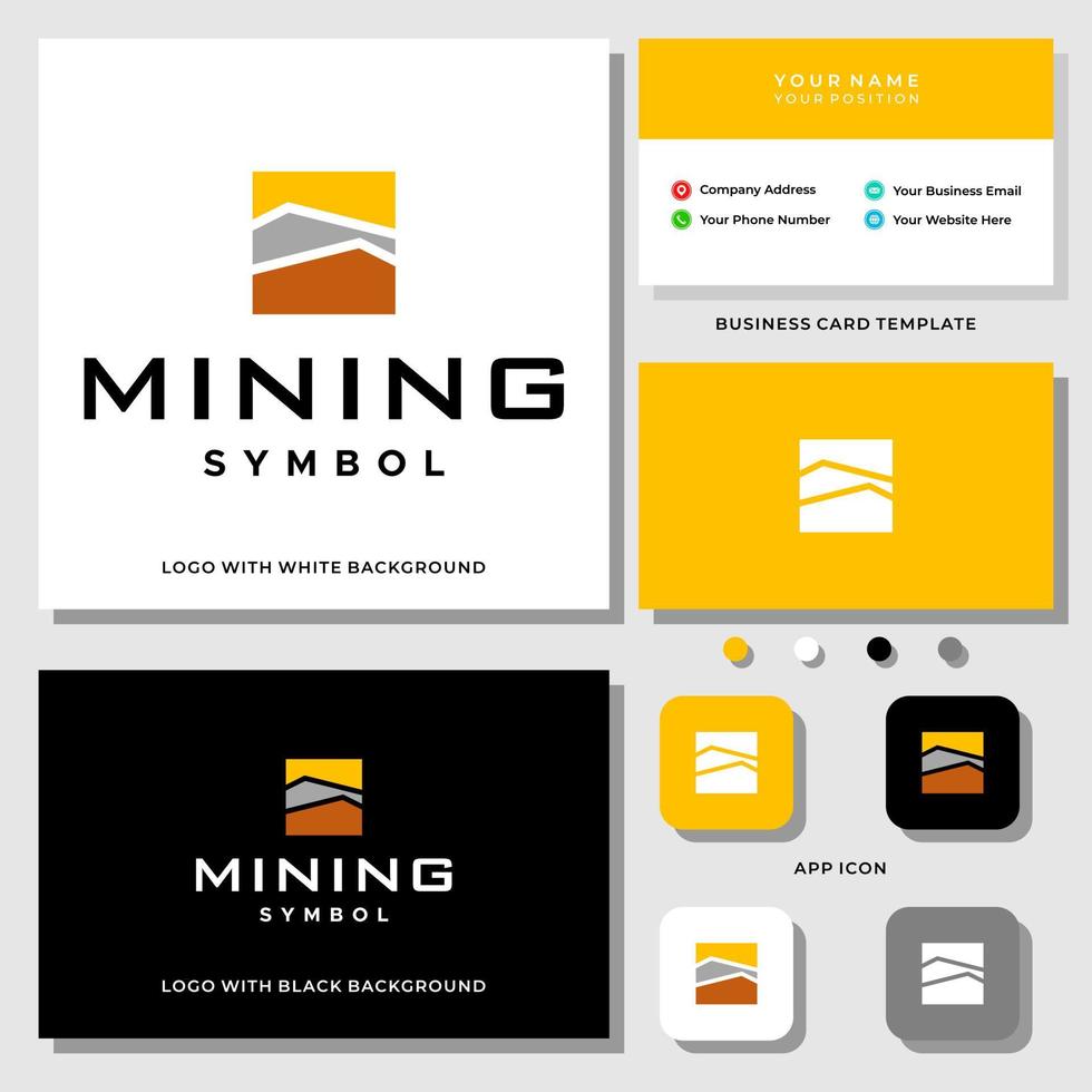 Abstract mine symbol logo design with business card template. vector