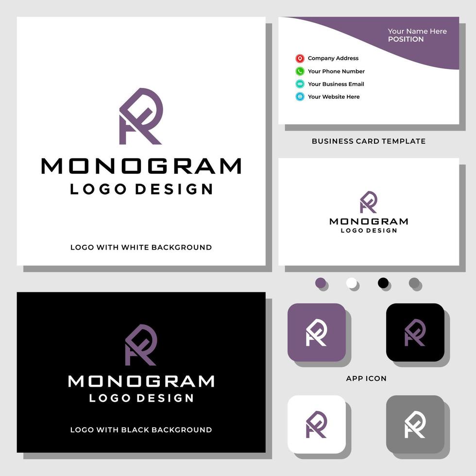 Letter RF monogram business logo design with business card template. vector