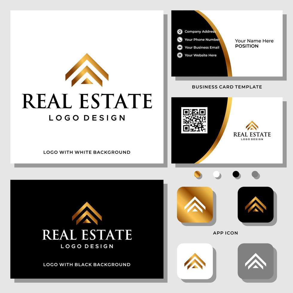 Abstract roof logo design with business card template. vector