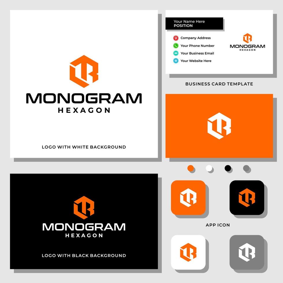 Letter LR monogram business logo design with business card template. vector