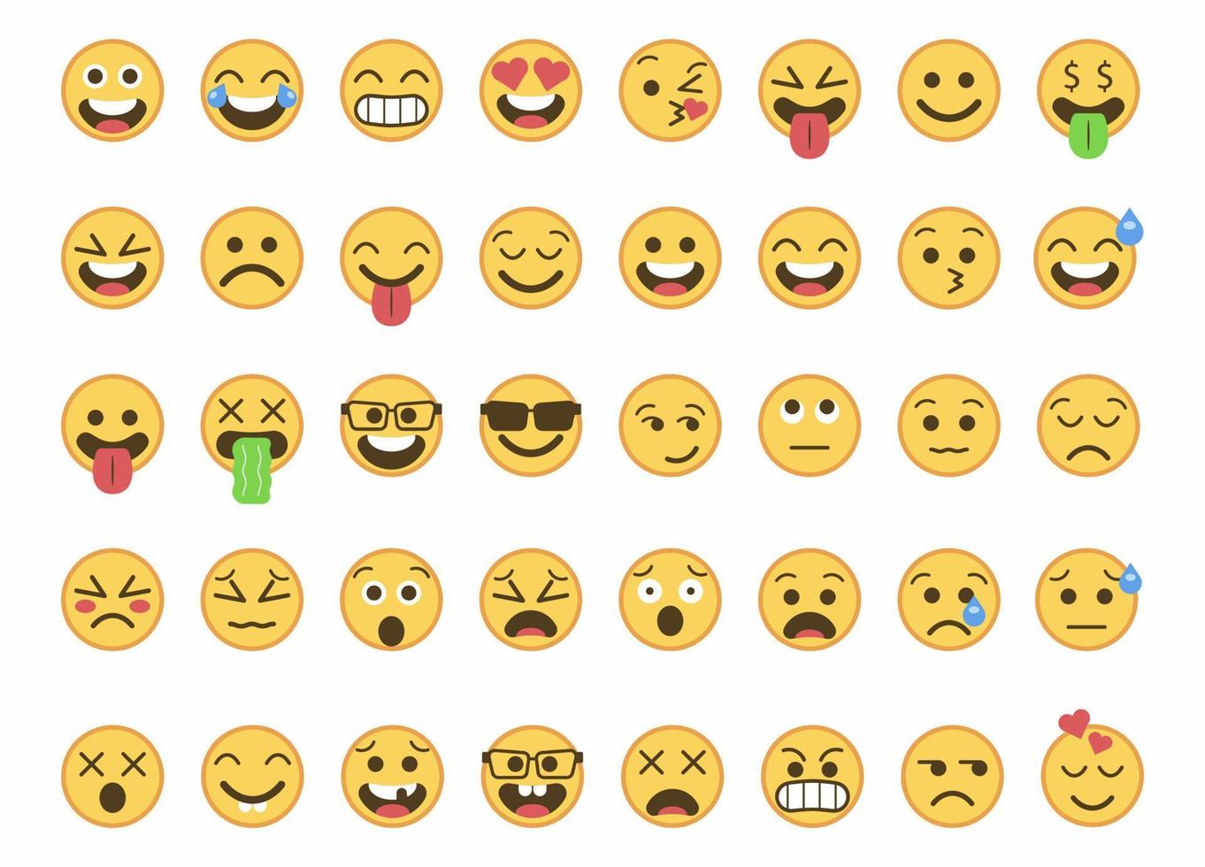 Collection of Cute Cartoon Emoji vector