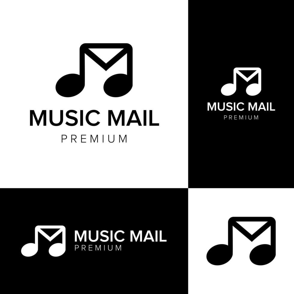 plantilla de vector de icono de logotipo de correo de música