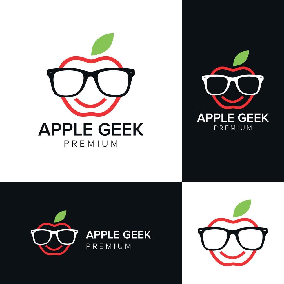 plantilla de vector de icono de logotipo de apple geek