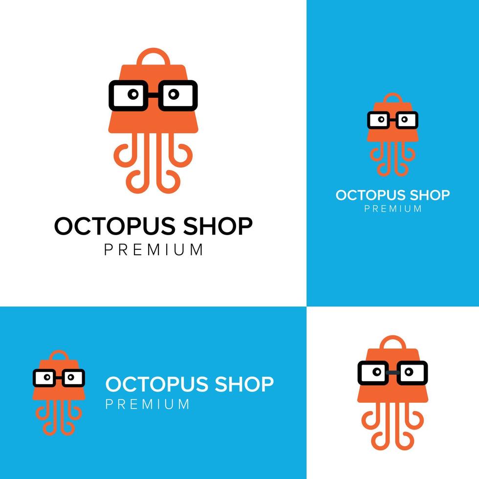 octopus shop geek logo icon vector template