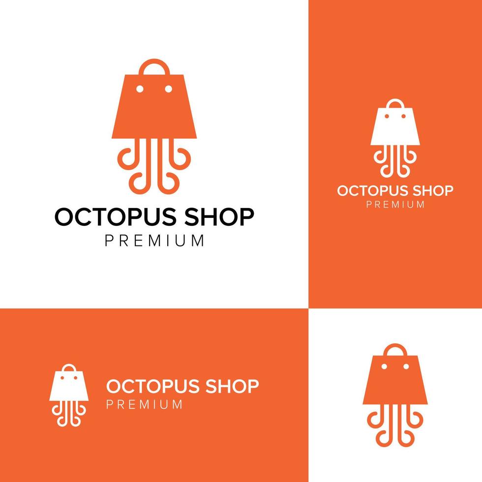 plantilla de vector de icono de logotipo de tienda de pulpo