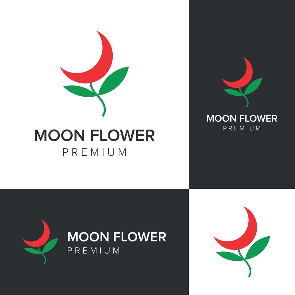 moon flower logo icon vector template