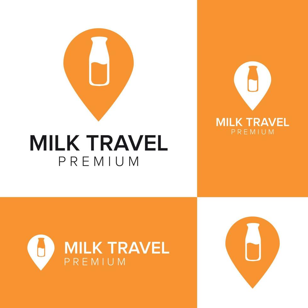 milk travel negative space logo icon vector template
