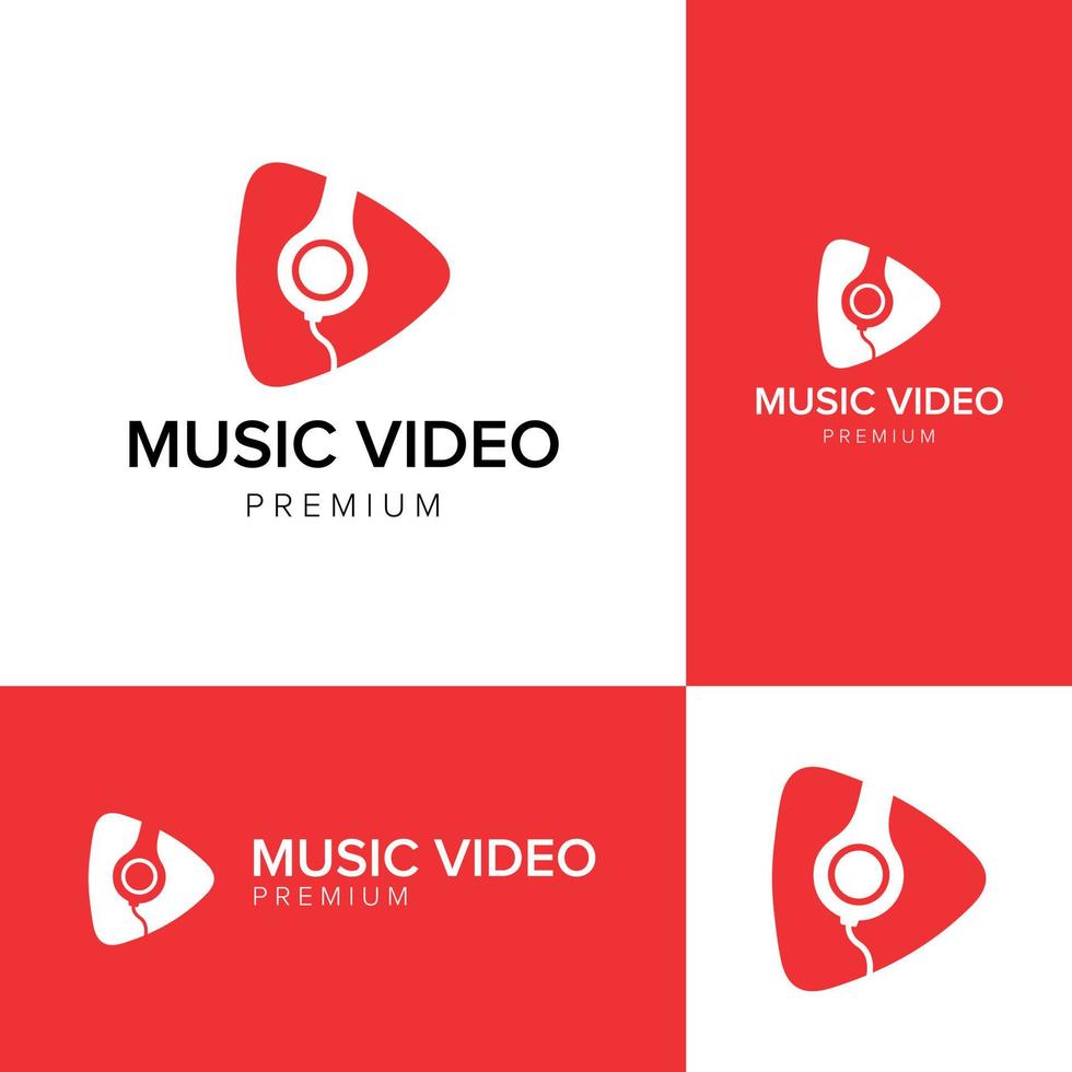 music video negative space logo icon vector template