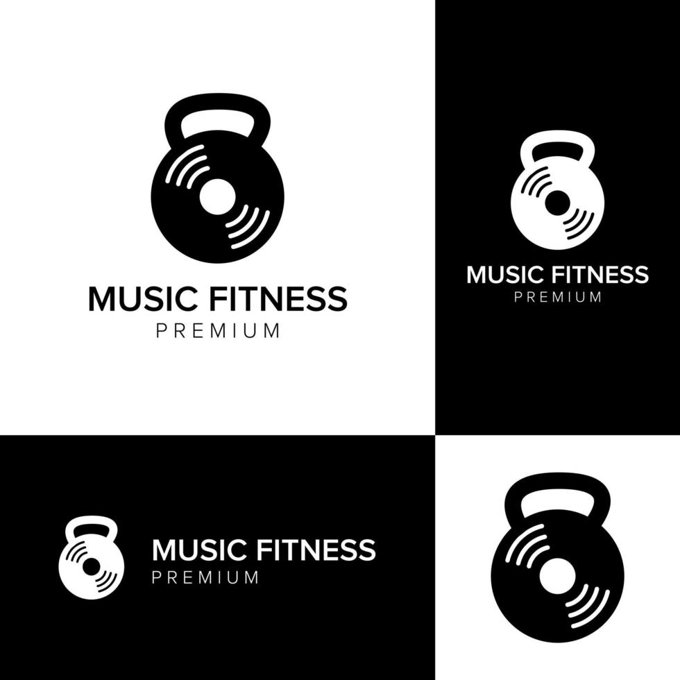 plantilla de vector de icono de logotipo de fitness de música