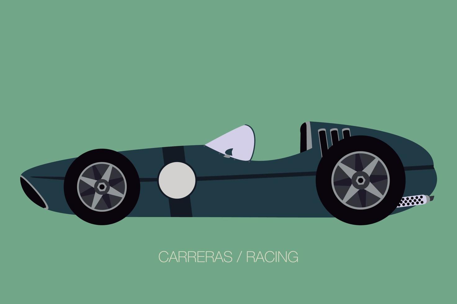 single seater old racing car vector