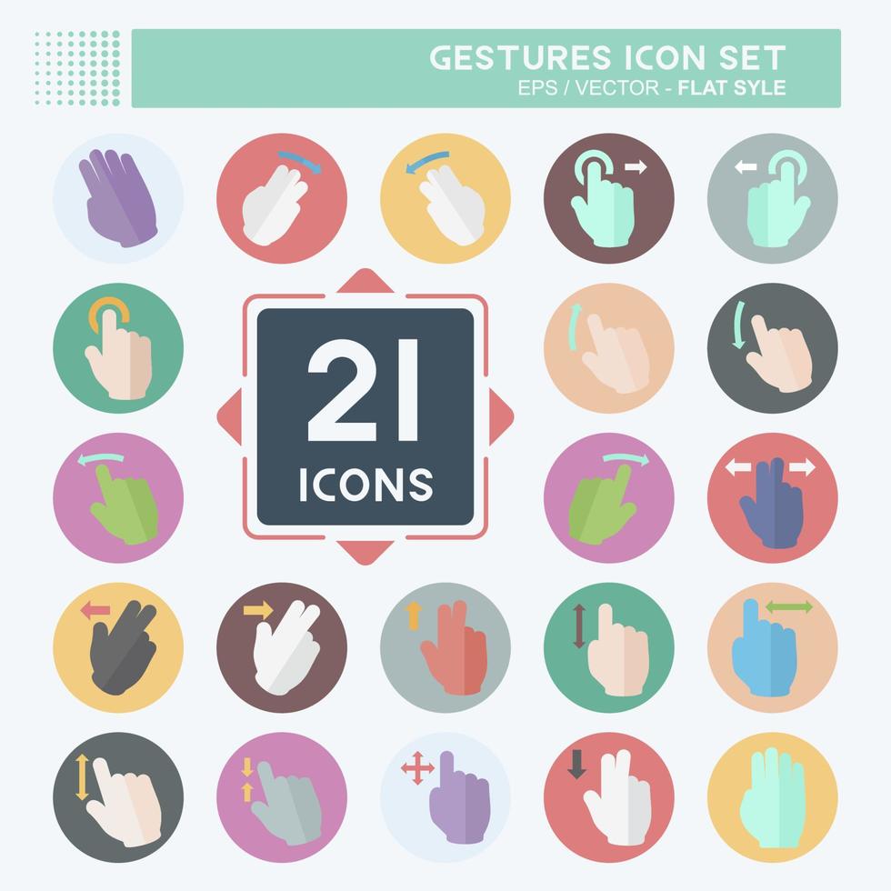 Icon Set Gestures - Flat Style - Simple illustration,Editable stroke vector