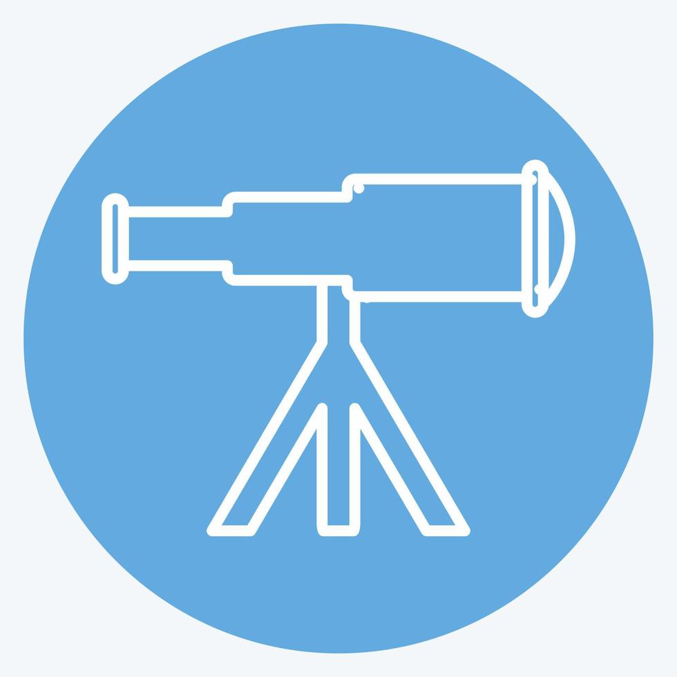 icono de telescopio en el soporte - estilo de ojos azules - ilustración simple, trazo editable vector
