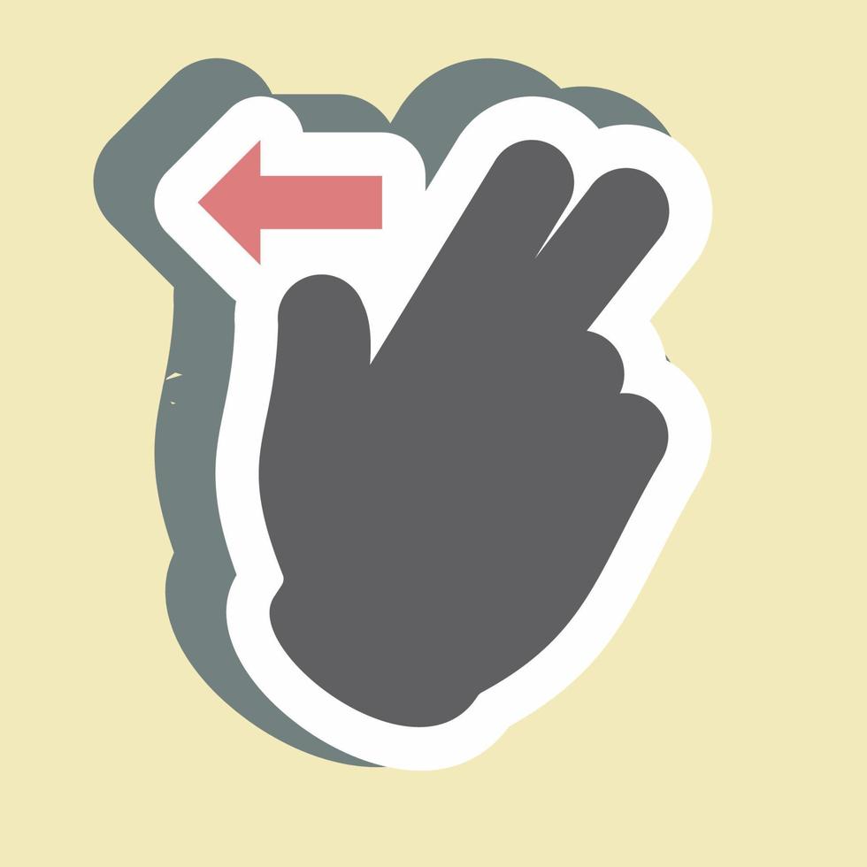 Sticker Two Fingers Left - Simple illustration,Editable stroke vector
