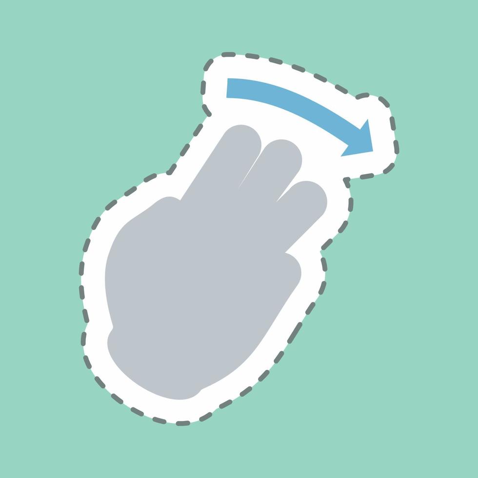 Sticker Three Fingers Right - Line Cut - Simple illustration,Editable stroke vector