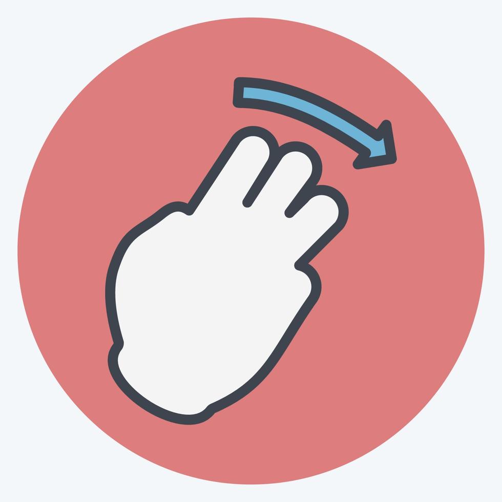 Icon Three Fingers Right - Color Mate Style - Simple illustration,Editable stroke vector