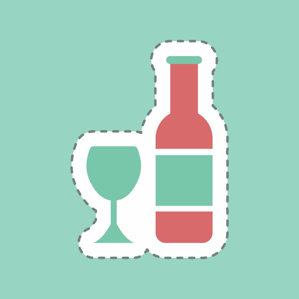 Sticker Champagne - Line Cut - Simple illustration,Editable stroke vector