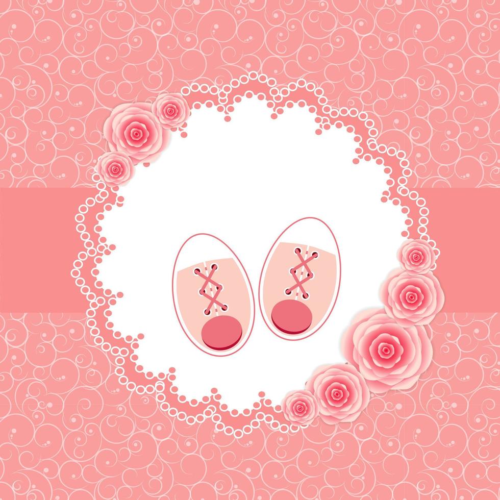 Ilustración vectorial de zapatos de bebé rosa para niña recién nacida vector
